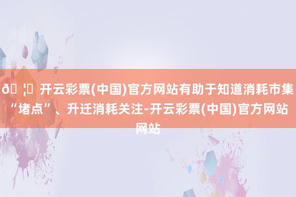 🦄开云彩票(中国)官方网站有助于知道消耗市集“堵点”、升迁消耗关注-开云彩票(中国)官方网站