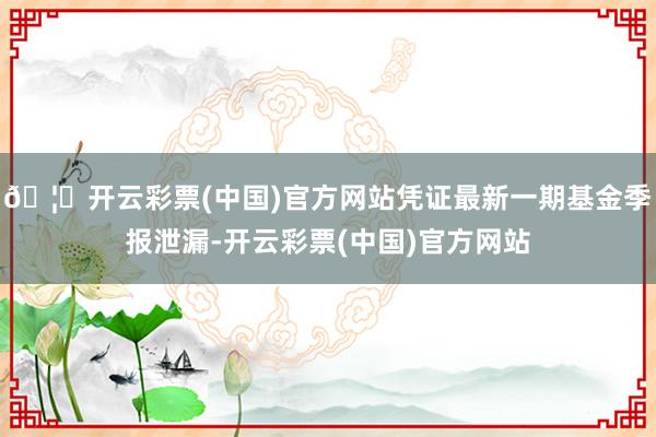 🦄开云彩票(中国)官方网站凭证最新一期基金季报泄漏-开云彩票(中国)官方网站