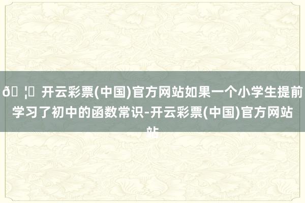 🦄开云彩票(中国)官方网站如果一个小学生提前学习了初中的函数常识-开云彩票(中国)官方网站